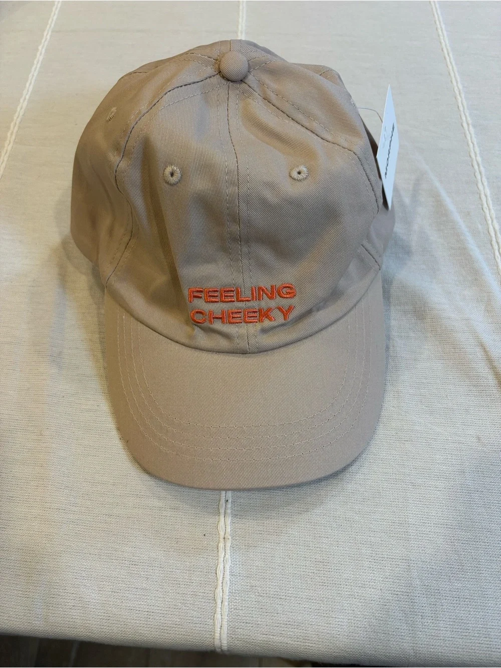 Morphe Feeling Cheeky Dad Hat Beige Embroidered Adjustable Baseball Cap NWT